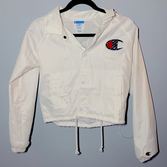 Coach Jacket Champion White Jacket Womens Champion White Cropped